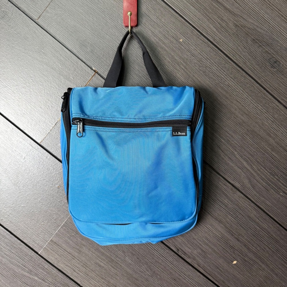 L.L.Bean Blue Hanging Toiletry Bag Travel Organizer Dopp Kit Carry Handle